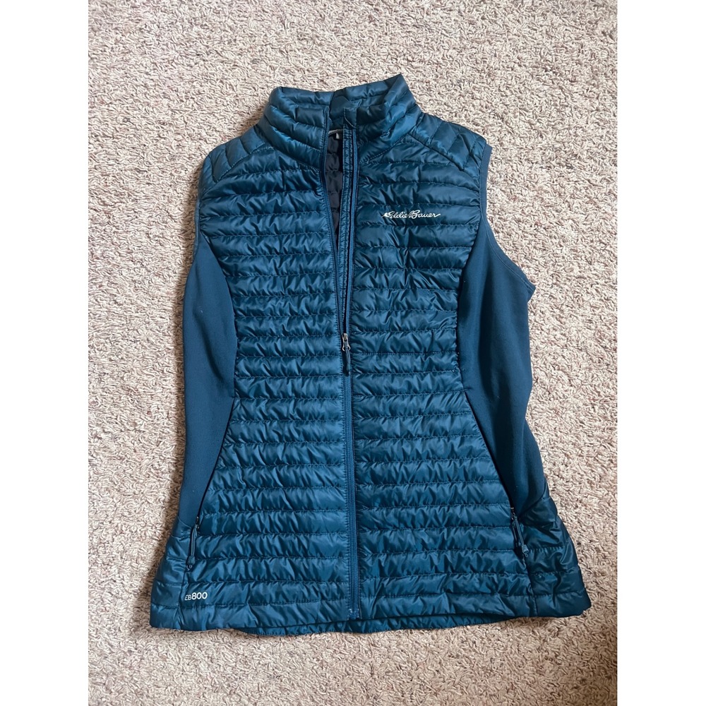 Eddie Bauer First Ascent EB800 Goose Down Vest Womens Small Blue Quilted Puffer